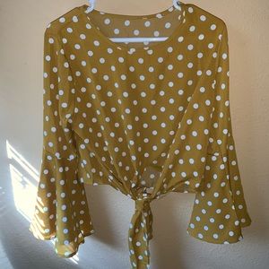 Mustard polka dot crop top